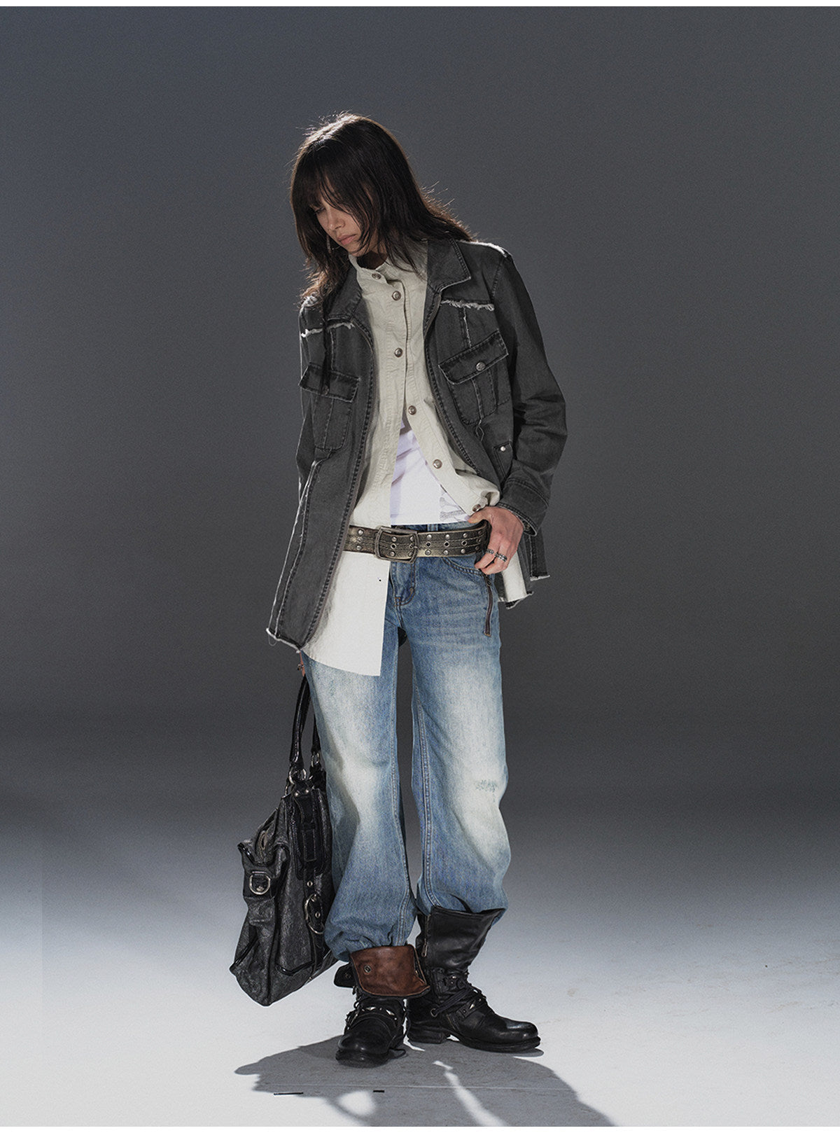 RAW EDGE WASHED LAYERED TRENCH