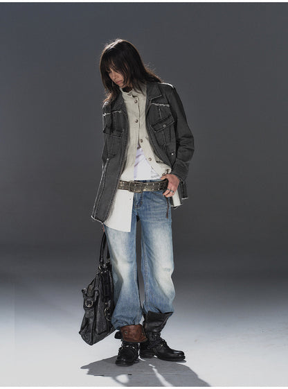 RAW EDGE WASHED LAYERED TRENCH
