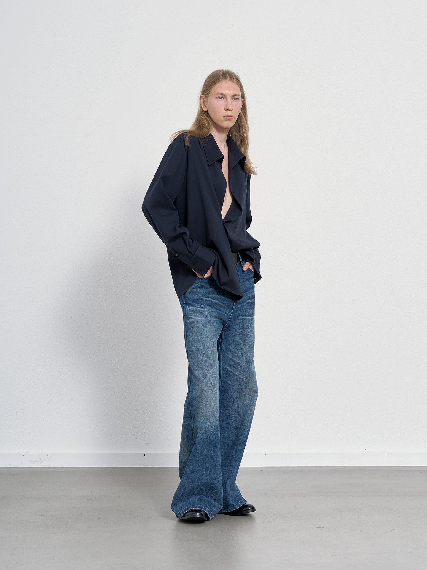 TEAL VINTAGE FADED LOOSE JEANS