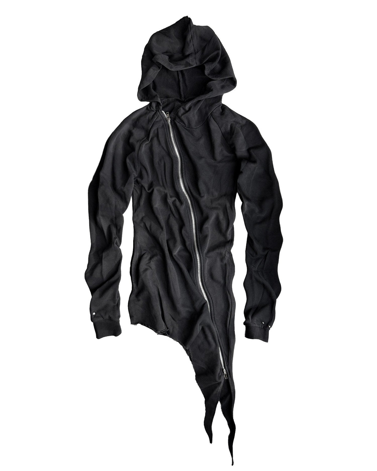 SALT SPRAYED RIVETED SLANT HEM HOODIE