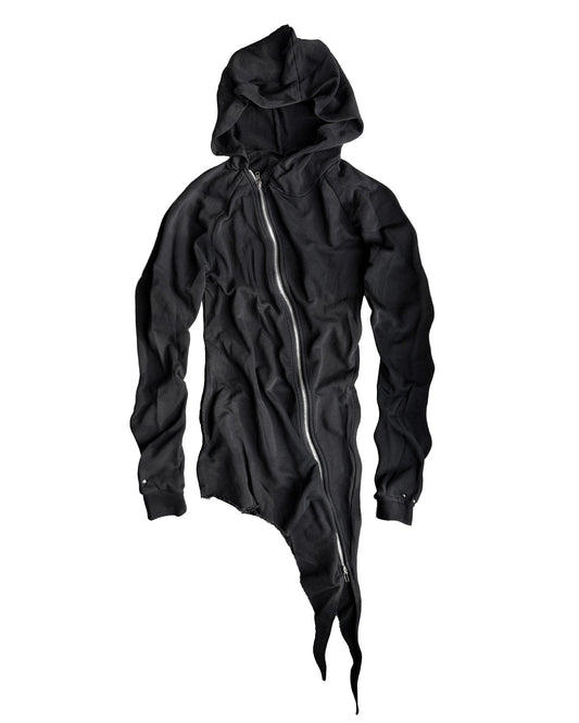 SALT SPRAYED RIVETED SLANT HEM HOODIE