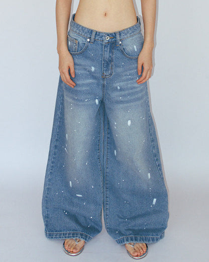 INK-STAINED SILHOUETTE FADED BLUE DENIM