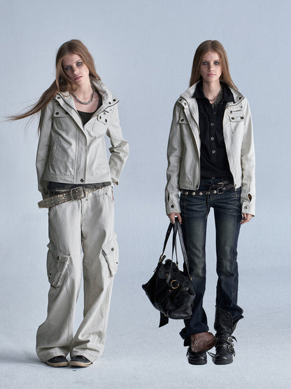 FADED IVORY MULTI POCKET BLOUSON
