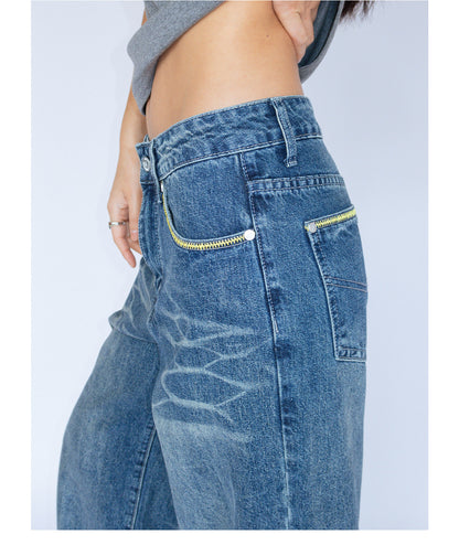WASHED WIDE LEG SILHOUETTE JEANS