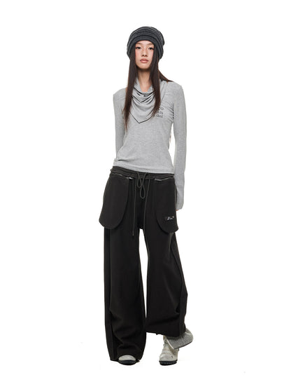 SCARF STACKED U NECK TEE