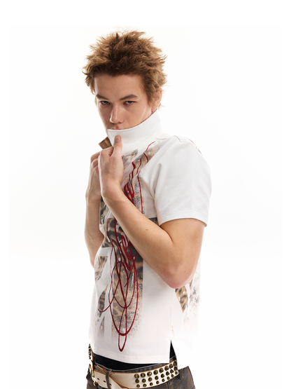 DARK RED LEOPARD POLO SHIRT