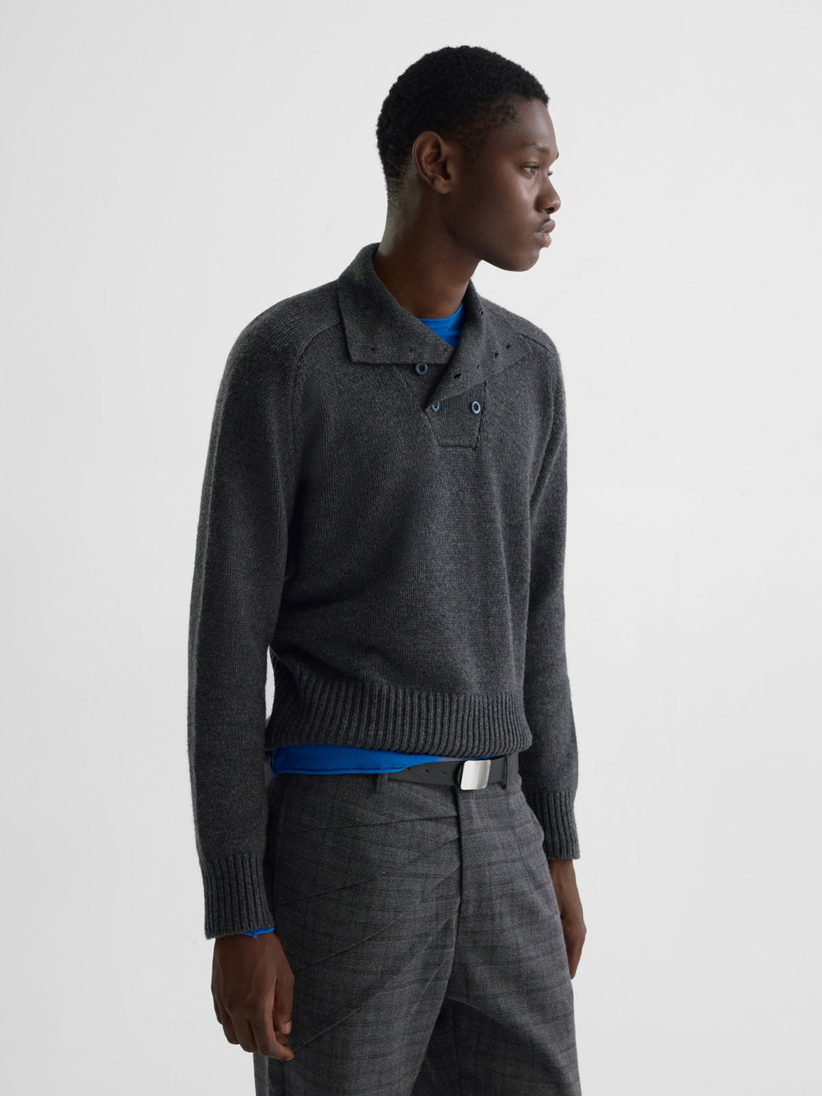 CAT EYE BLUE BUTTON WOOL JACKET
