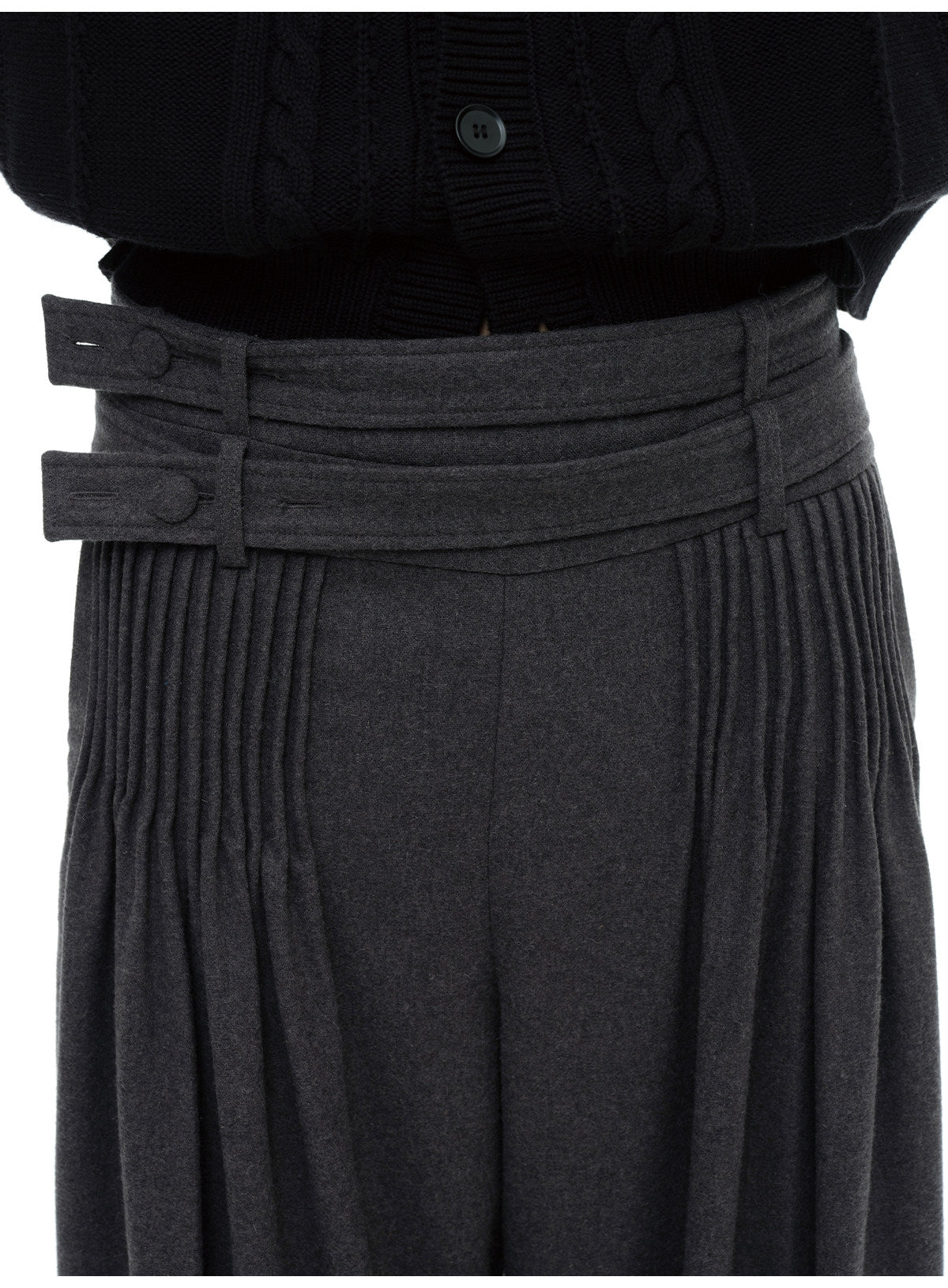 DOUBLE BELT WOOL TOOTHPICK TROUSERS