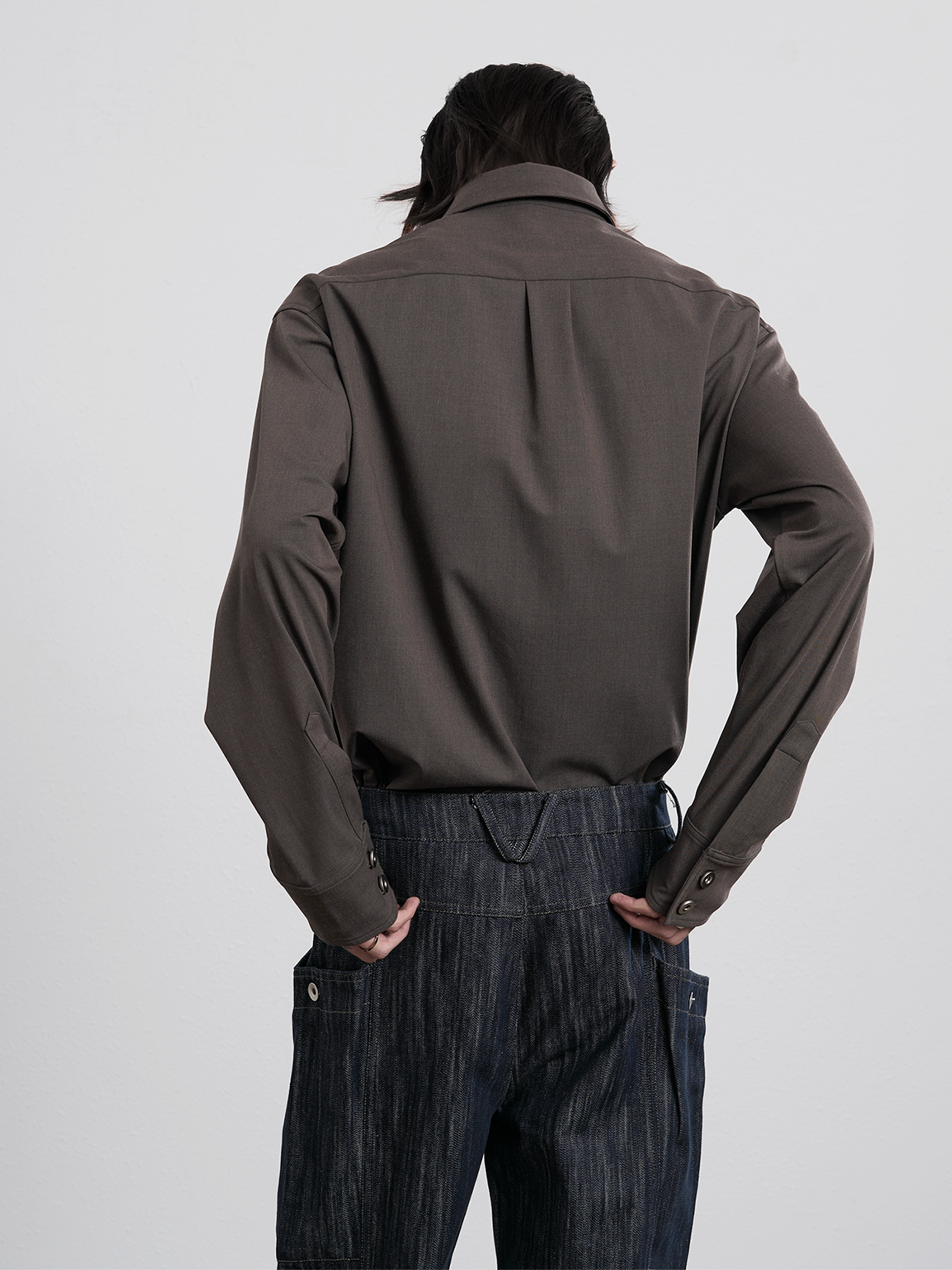 CHESTNUT WOOL CASUAL SHIRT