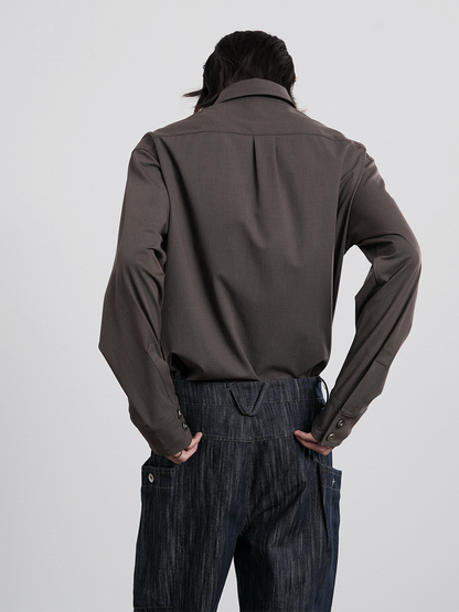 CHESTNUT WOOL CASUAL SHIRT