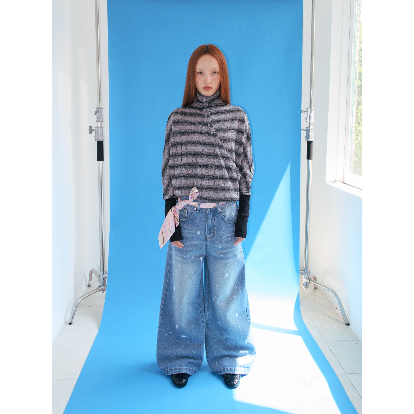 INK-STAINED SILHOUETTE FADED BLUE DENIM