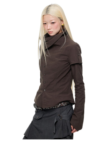 TAILORED DIAGONAL STAND COLLAR JACKET