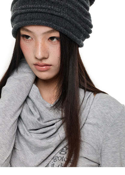 SCARF STACKED U NECK TEE
