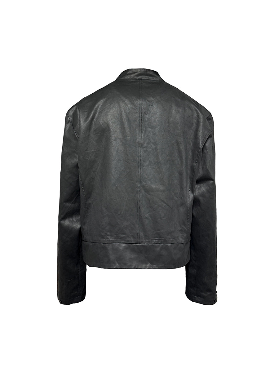 WAXY STIFF SPLIT-HEM COAT