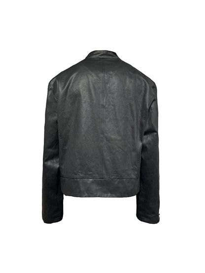 WAXY STIFF SPLIT-HEM COAT