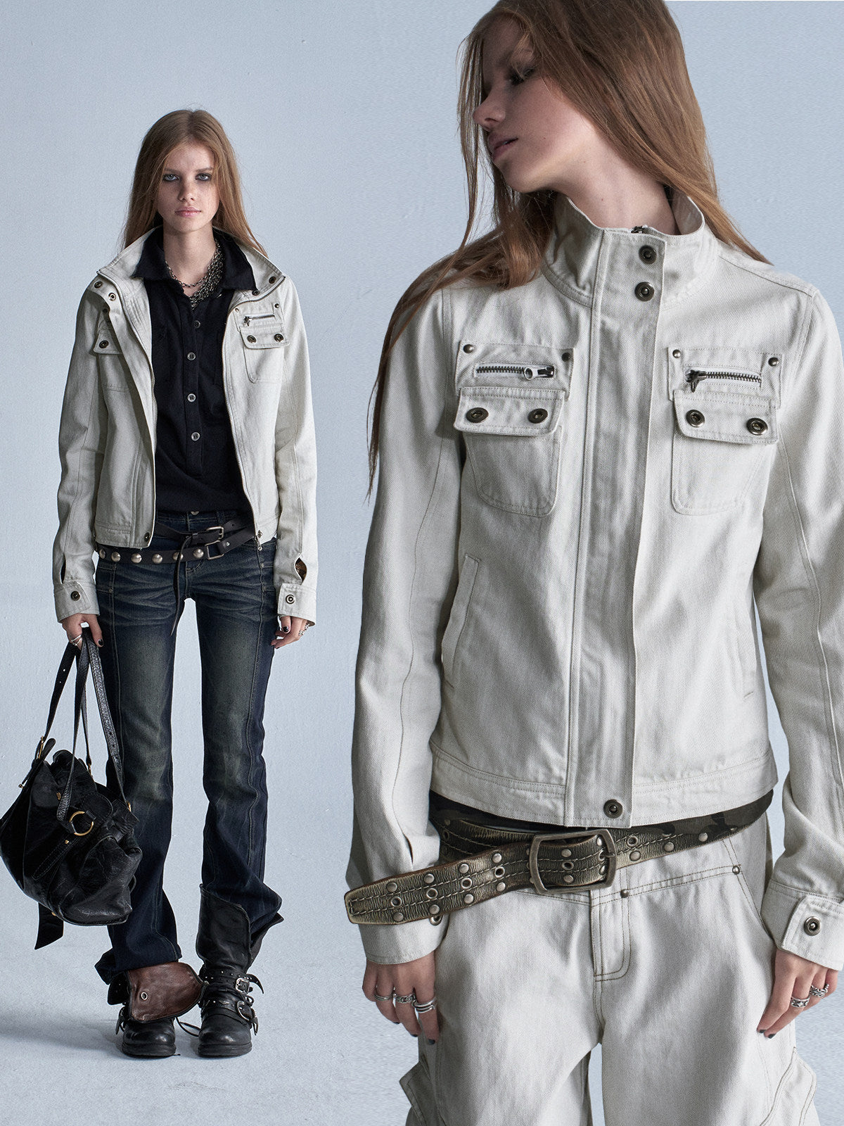 FADED IVORY MULTI POCKET BLOUSON
