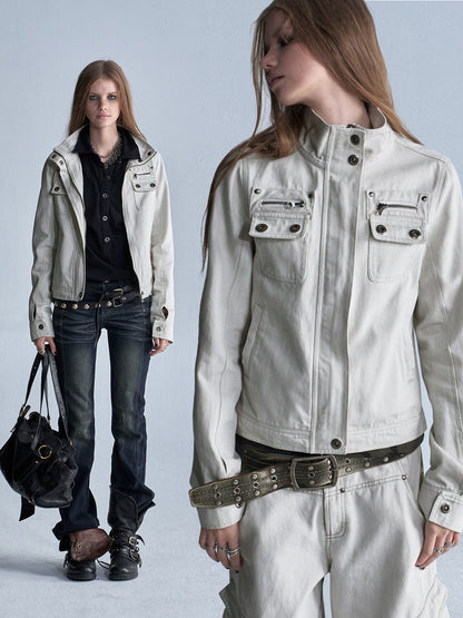 FADED IVORY MULTI POCKET BLOUSON