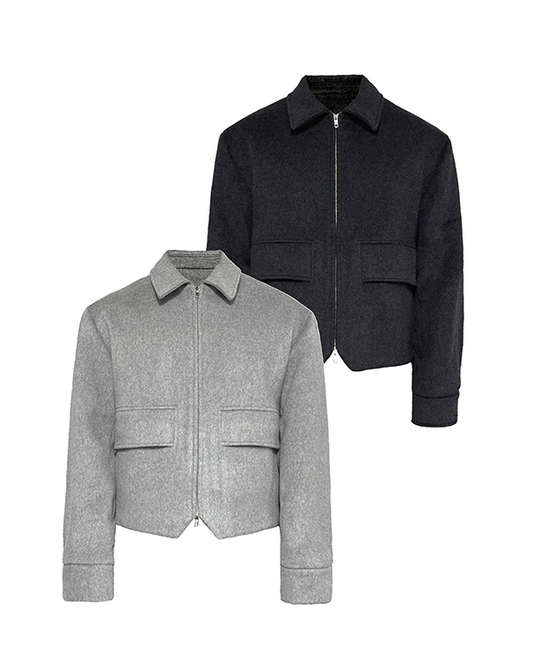 BICOLOR HALF-POCKET WOOL JACKET