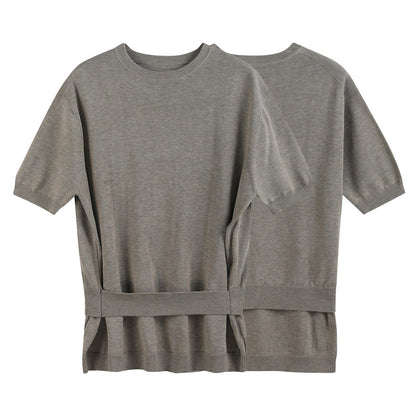 CAMEL FAKE LAYER WOOL TEE