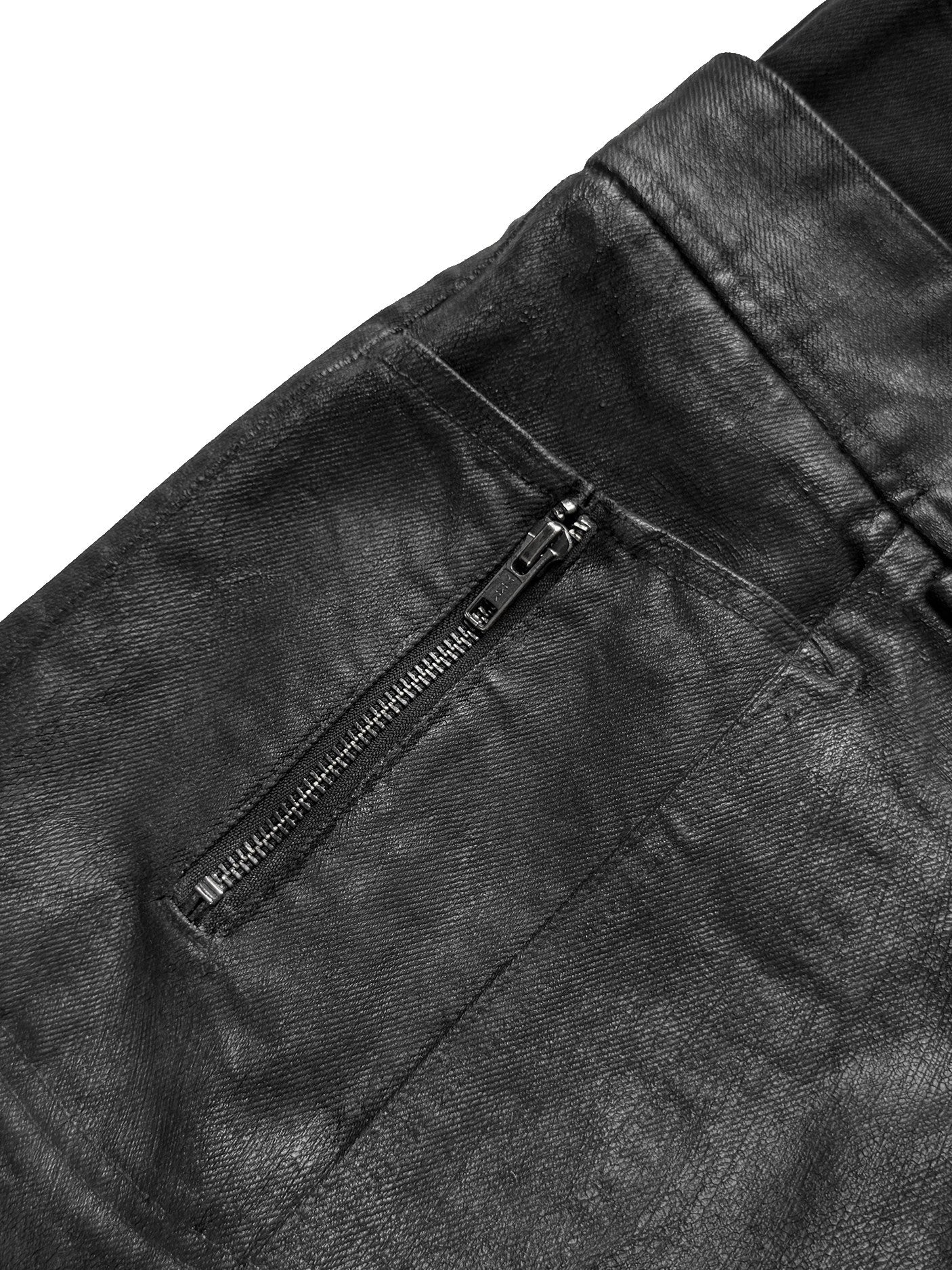 CRACKED COATING DOUBLE WAIST JEANS