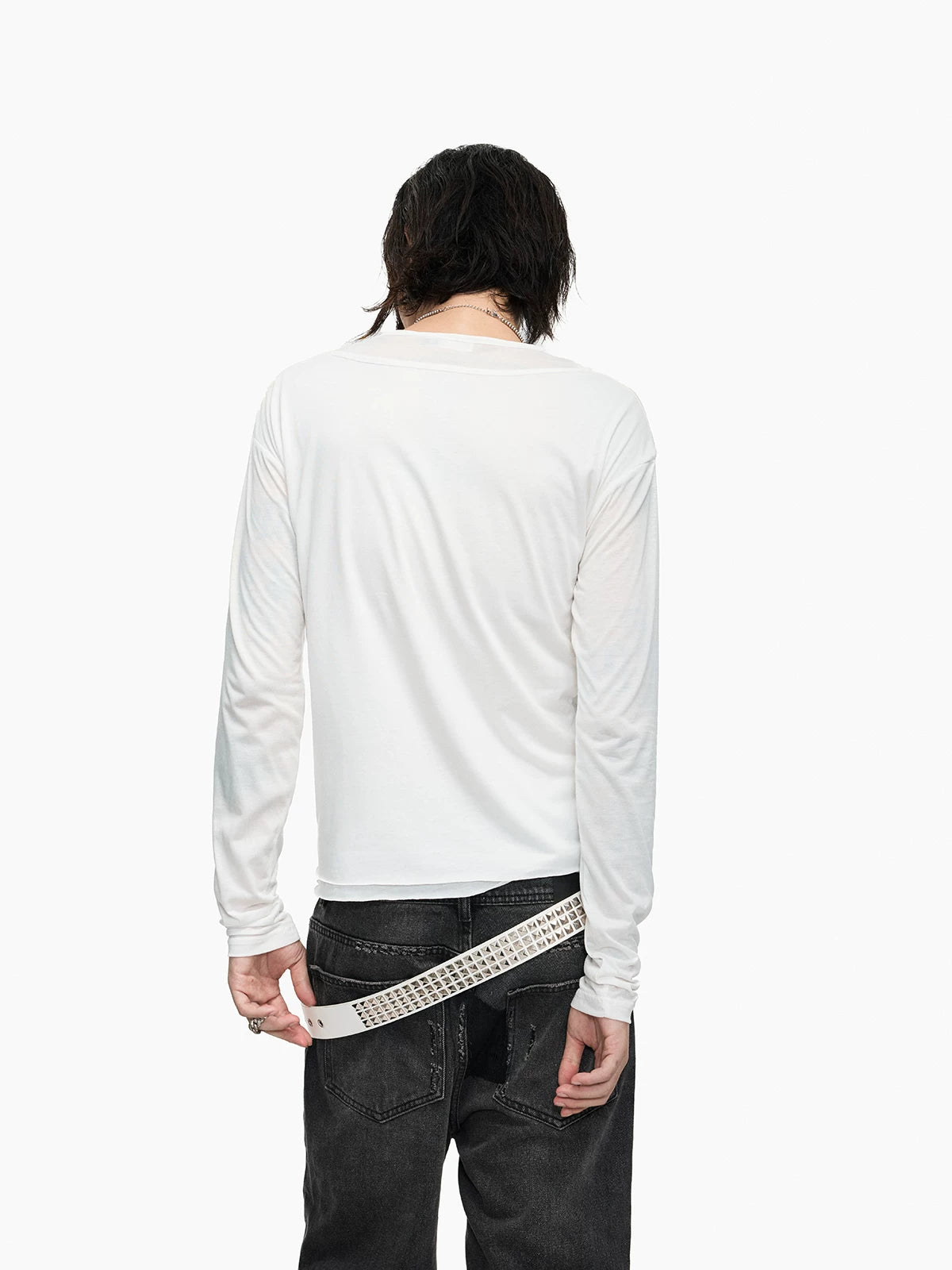 LAYERED STYLE SLIM FIT WHITE LONG SLEEVE