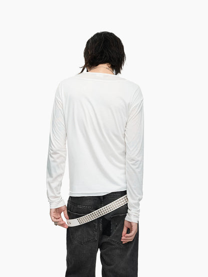 LAYERED STYLE SLIM FIT WHITE LONG SLEEVE
