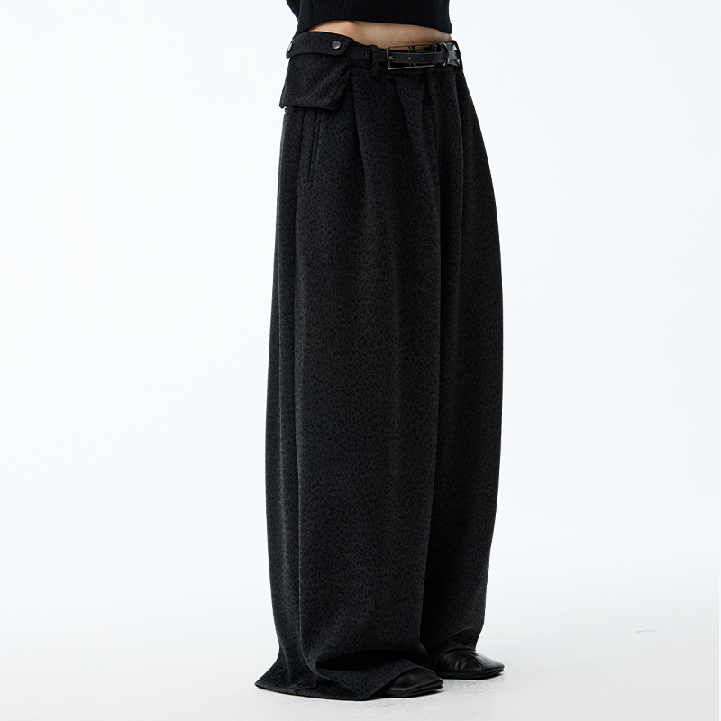 DARK LEOPARD JACQUARD TWILL PANTS