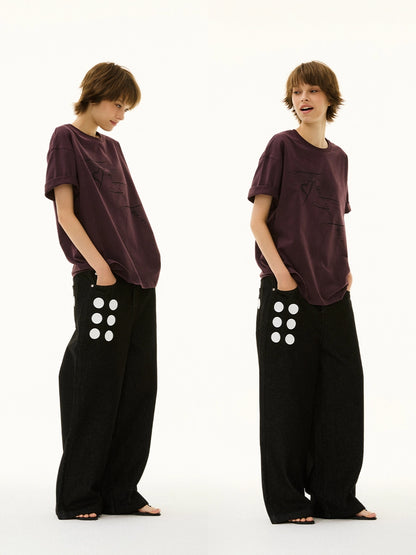 LOOSE DOT PRINT JEANS