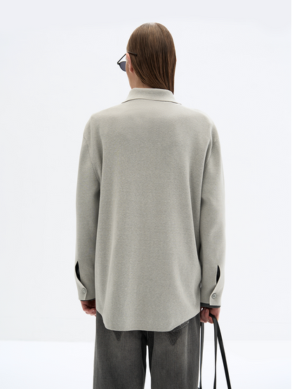 DRAPED GREY KNIT SHIRT