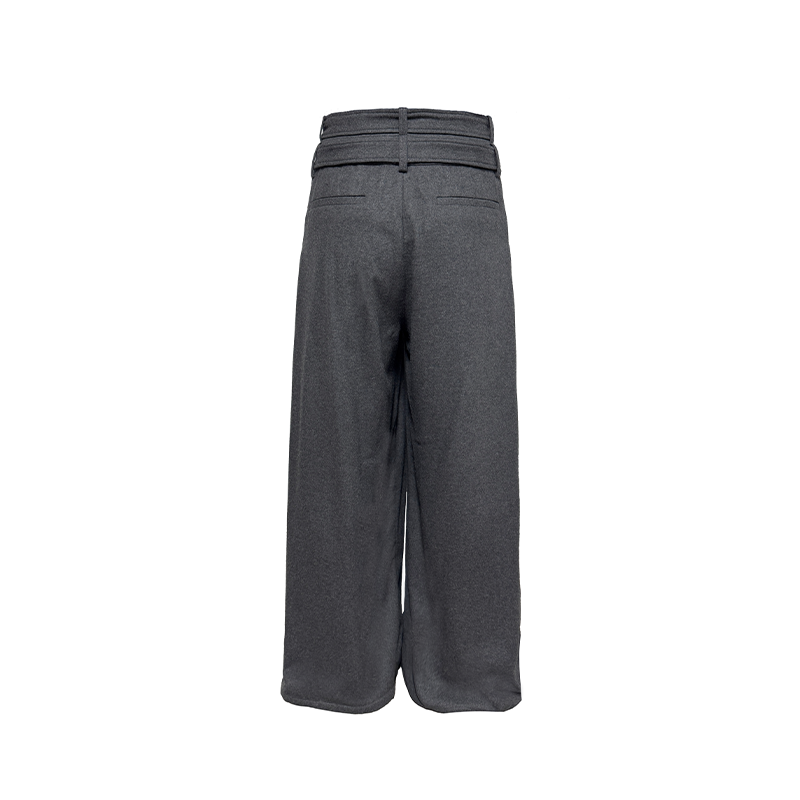 DOUBLE BELT WOOL TOOTHPICK TROUSERS