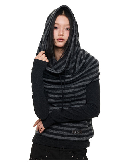 DOUBLE LAYER STRIPED COLLAR TWINSET