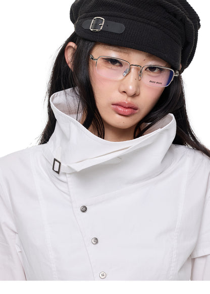 TAILORED DIAGONAL STAND COLLAR JACKET