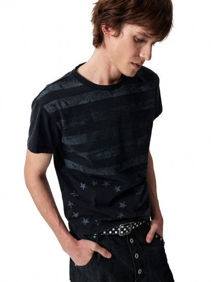 FRAYED STARS STRIPES WASHED TEE
