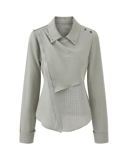 RUSTED PATCHWORK ASYMMETRIC SHIRT