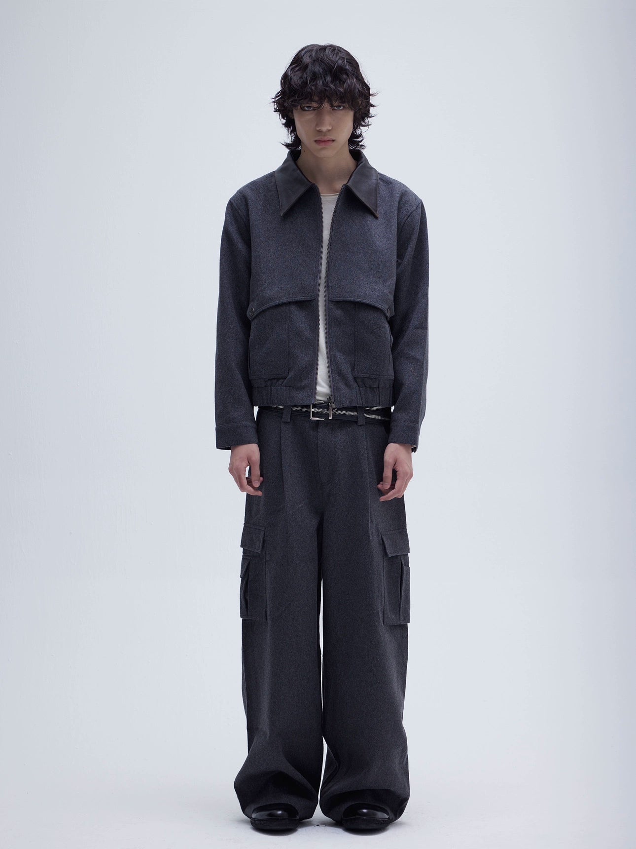 PATCHWORK WOOLEN SHORT JACKET