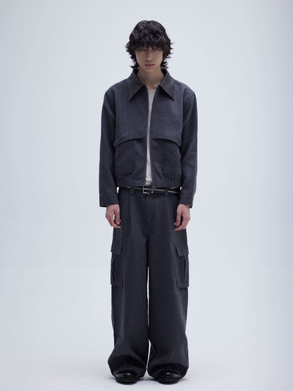 PATCHWORK WOOLEN SHORT JACKET