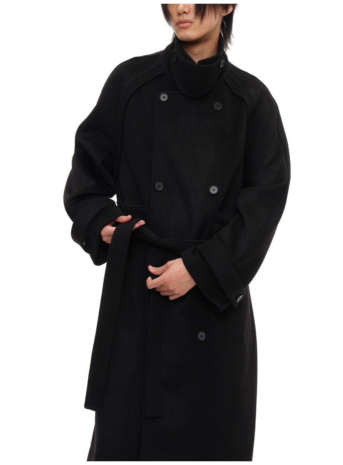 DOUBLE BREASTED RAGLAN WOOL COAT