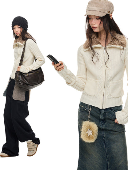 SLIM FIT WOOL LAPEL CARDIGAN