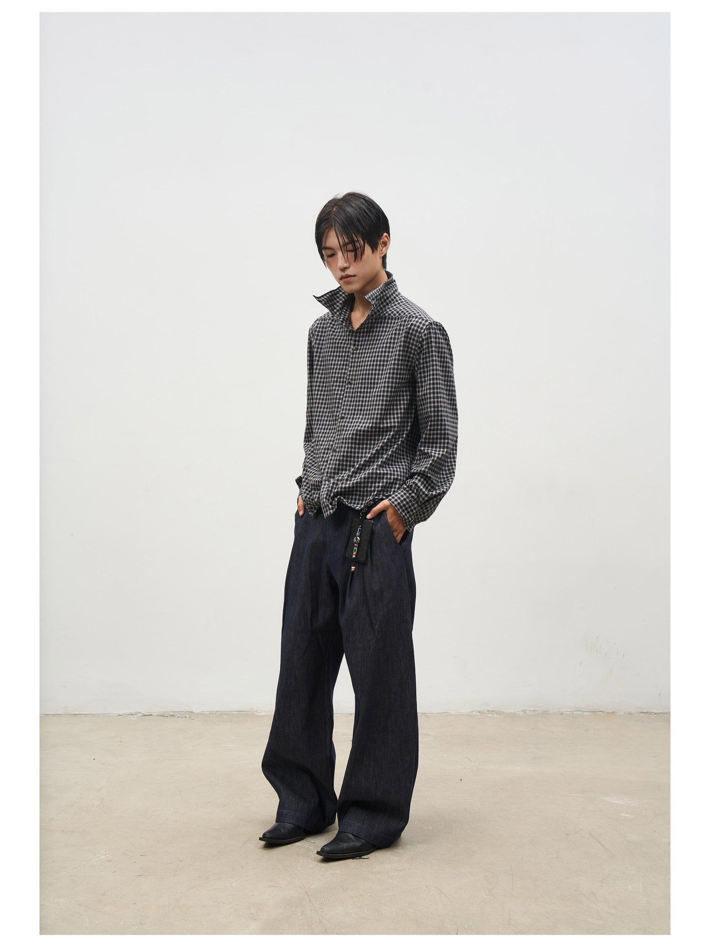 SILK PLAID BOXY SHIRT