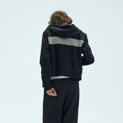 CONTRAST PATCHWORK ZIP HOODIE