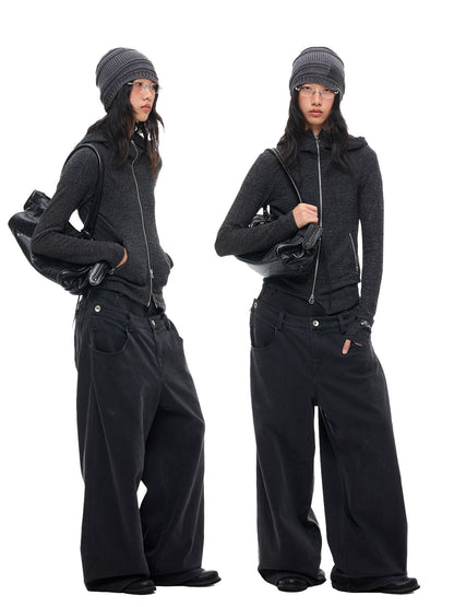 DOUBLE WAIST STRAIGHT CUT JEANS