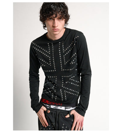 SILVER RIVET FITTED LONG SLEEVE