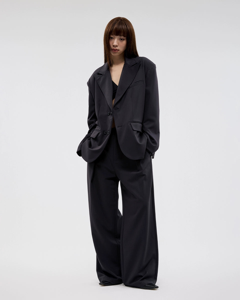 DARK STRIPE WIDE  BLAZER