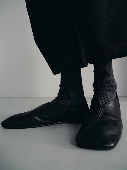 OBLIQUE TOE LEATHER MONK SHOES