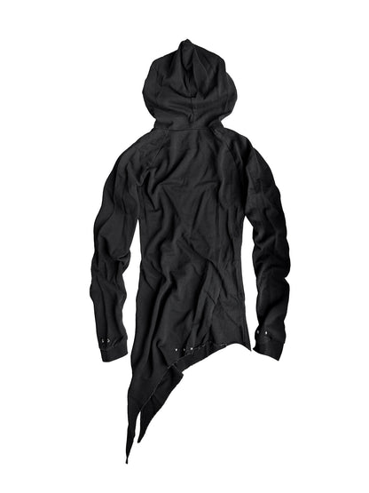 SALT SPRAYED RIVETED SLANT HEM HOODIE
