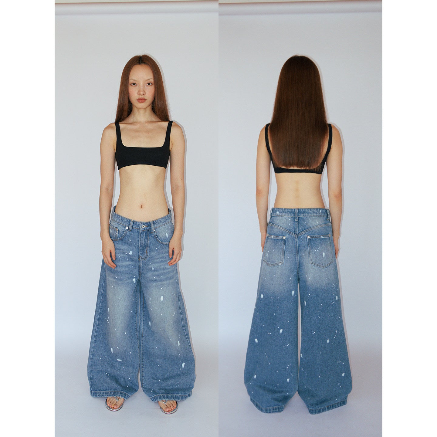 INK-STAINED SILHOUETTE FADED BLUE DENIM