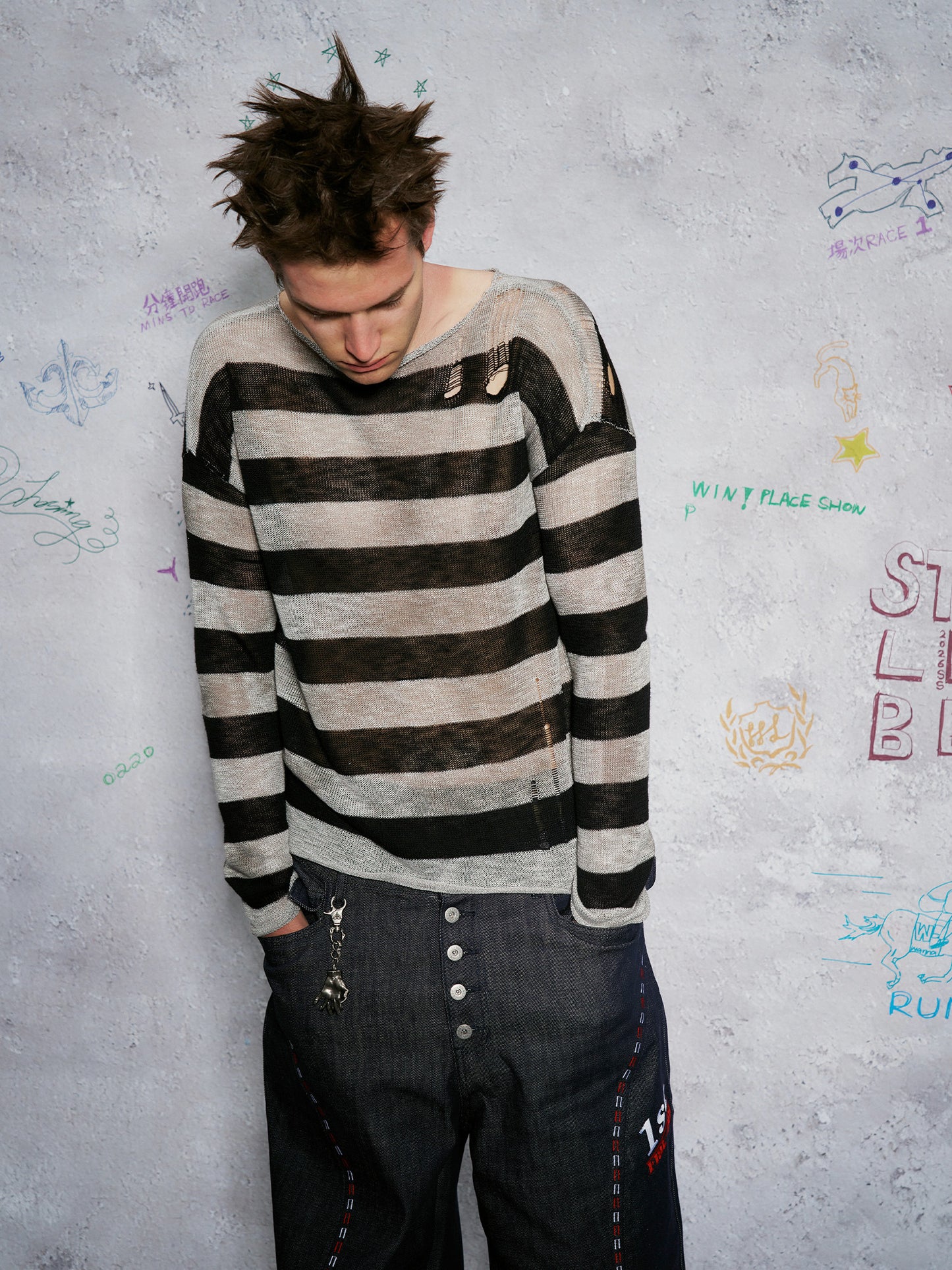 STAINED STRIPE HOOK KNIT
