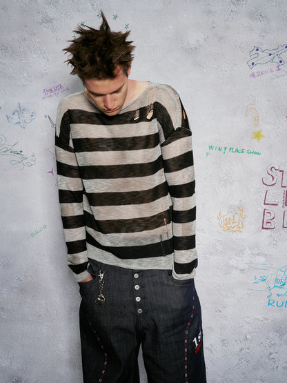 STAINED STRIPE HOOK KNIT