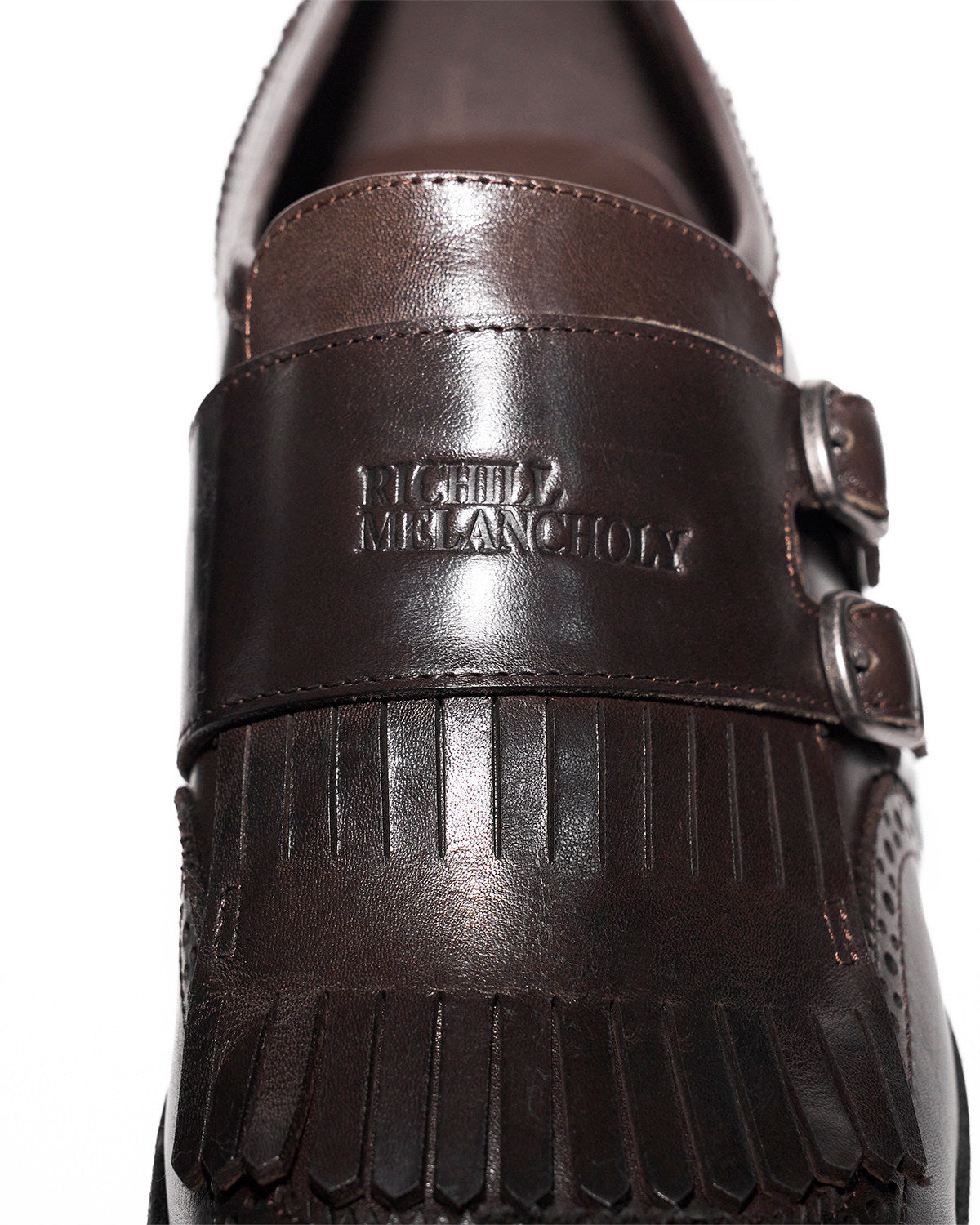 EBONY WAXED CARVED MONK SHOES