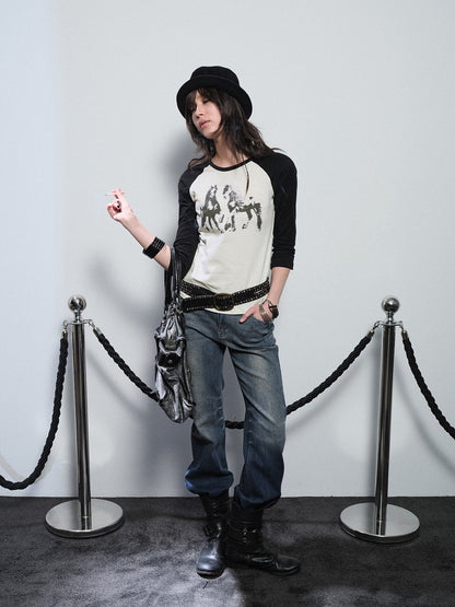 PONY SHADOW RAGLAN SLIM TEE